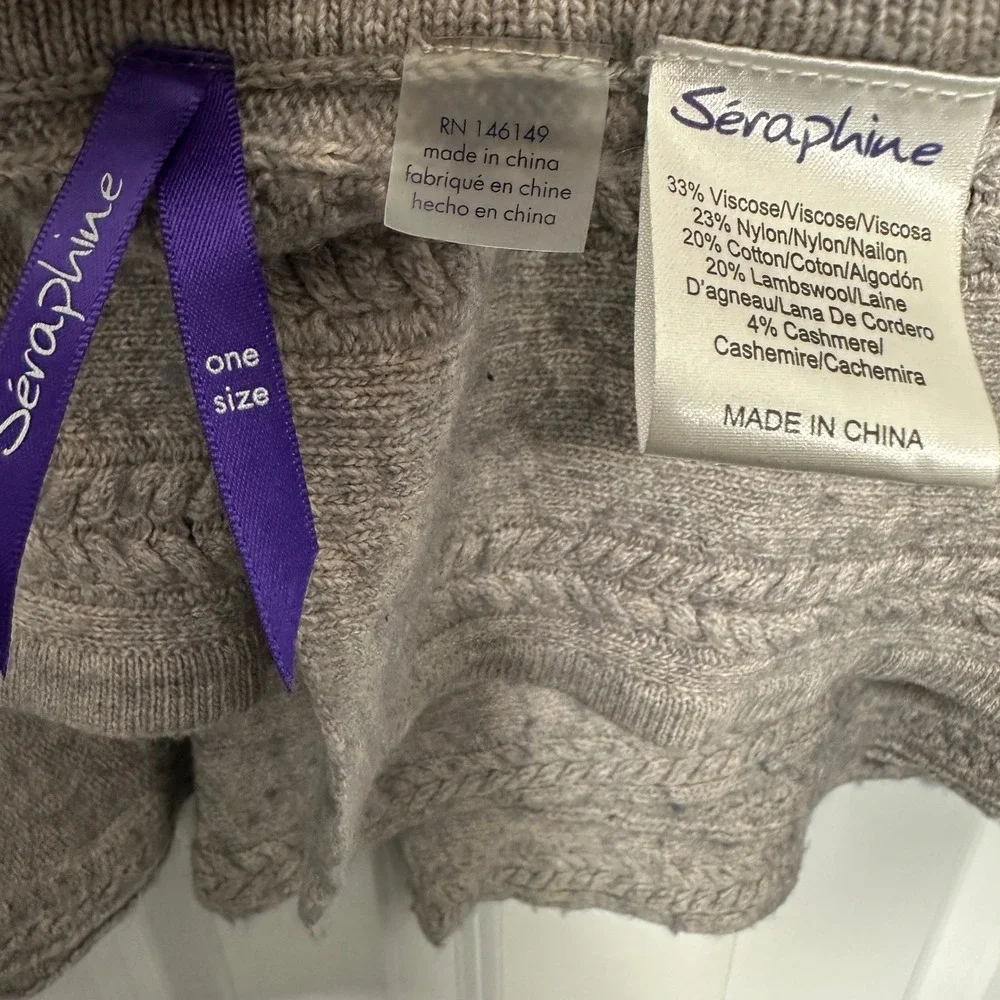 Seraphine Caleb Nursing Shawl Women OS Grey Cable Knit Lambswool Cashmere Blend